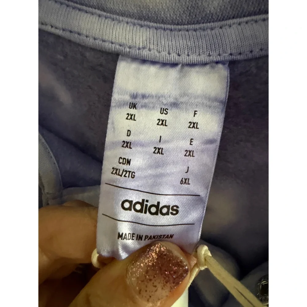 NWT Adidas Tie-Dye Fleece Collared Sweatshirt XXL Blue White Cozy Pullover